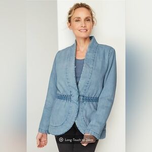 PureJill Indigo Curved-Hem Jacket Denim Plus Size 2X